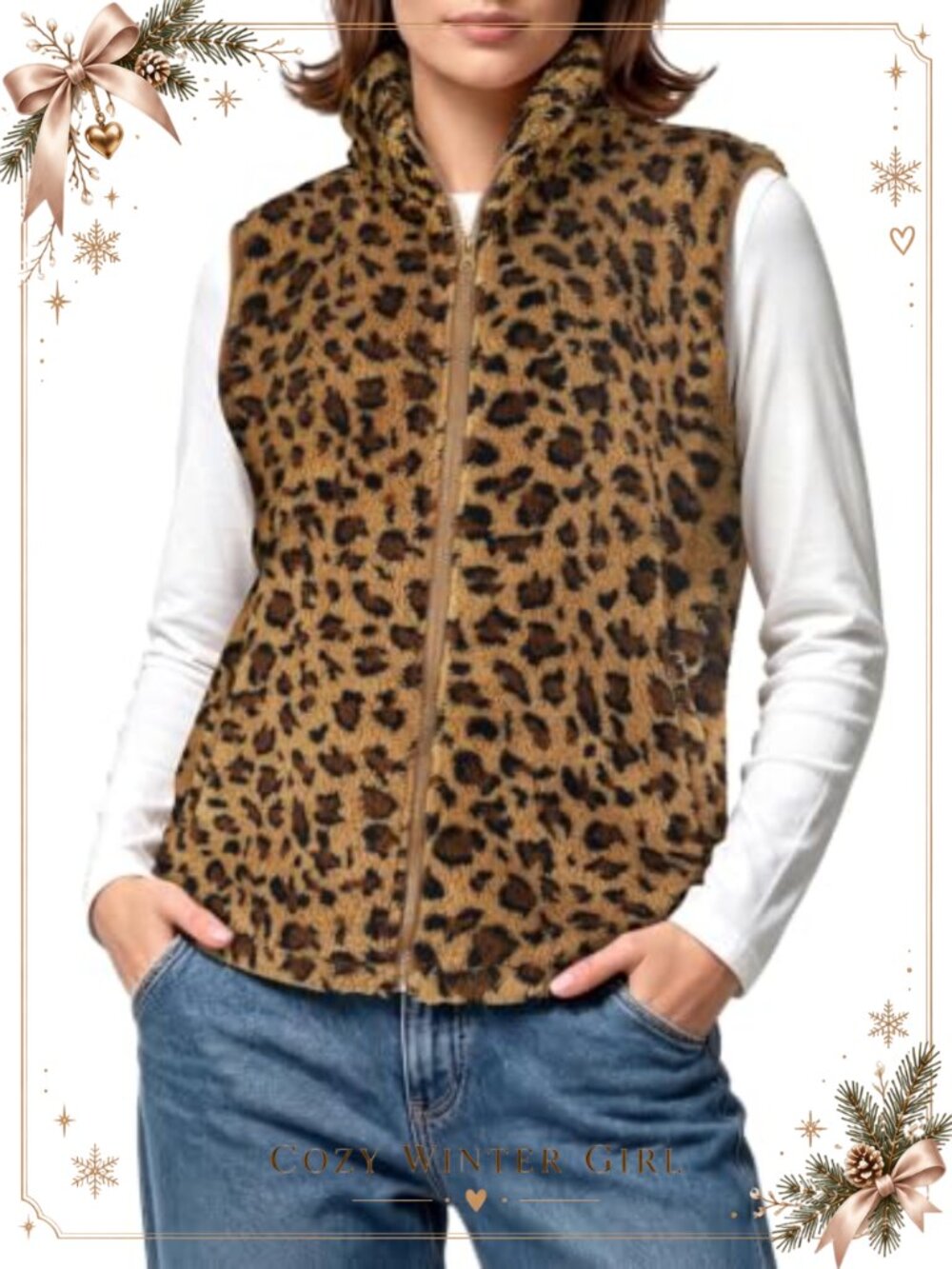 Fleece Sherpa Vest Fuzzy Sleeveless Zip Jacket Warm Outerwear with Pockets